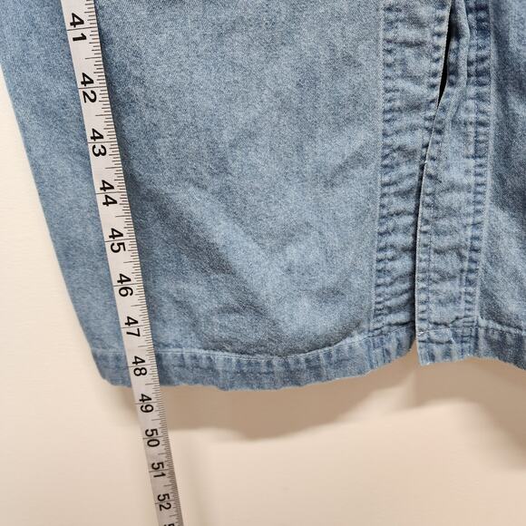 Vintage Robbie Bee Denim Midi Dress Size 12 Short Sleeve Blue Button Up Collared - Picture 9 of 13